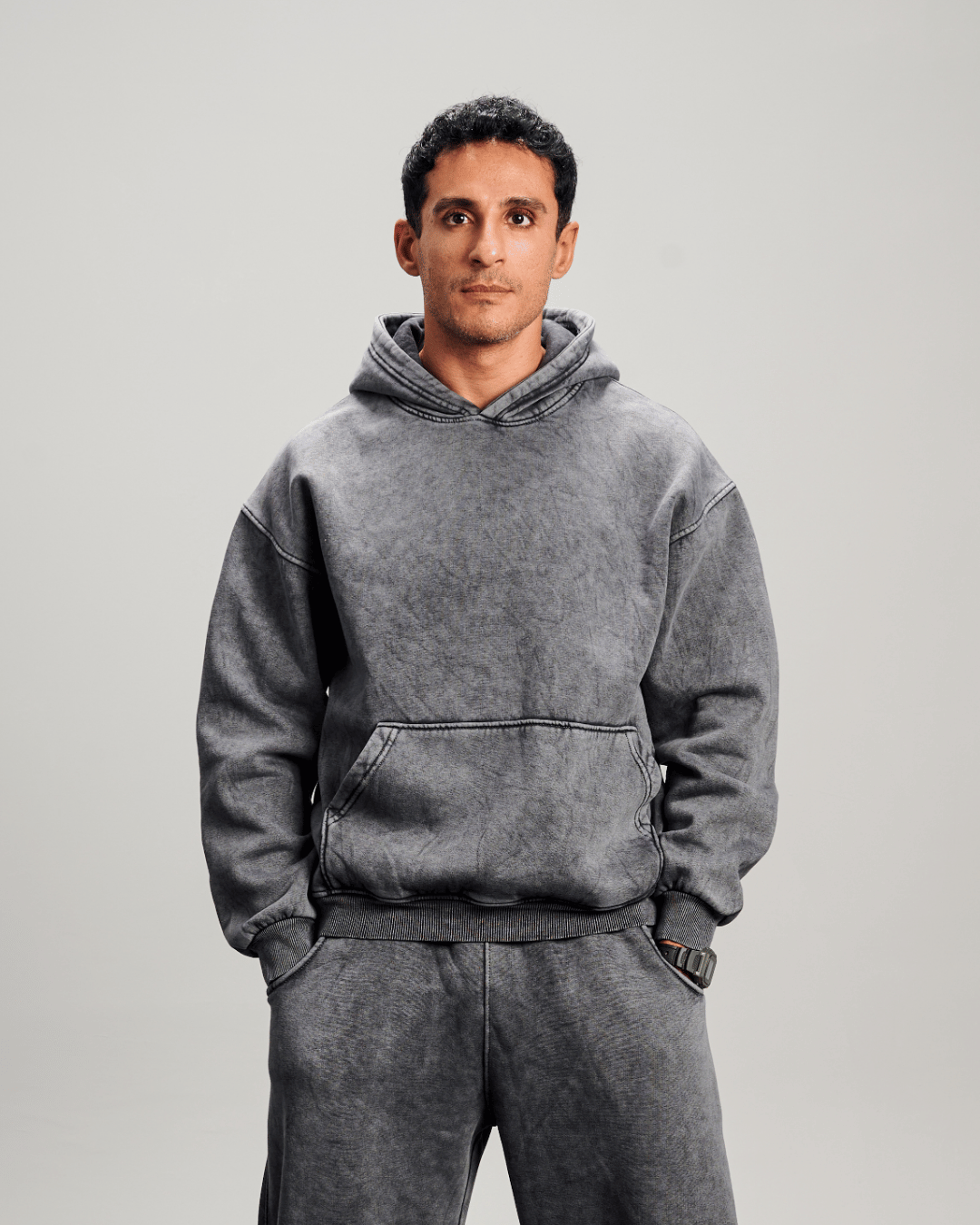 Washed Baggy Hoodie - Grey