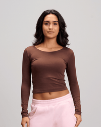Wide Neck Top - Brown