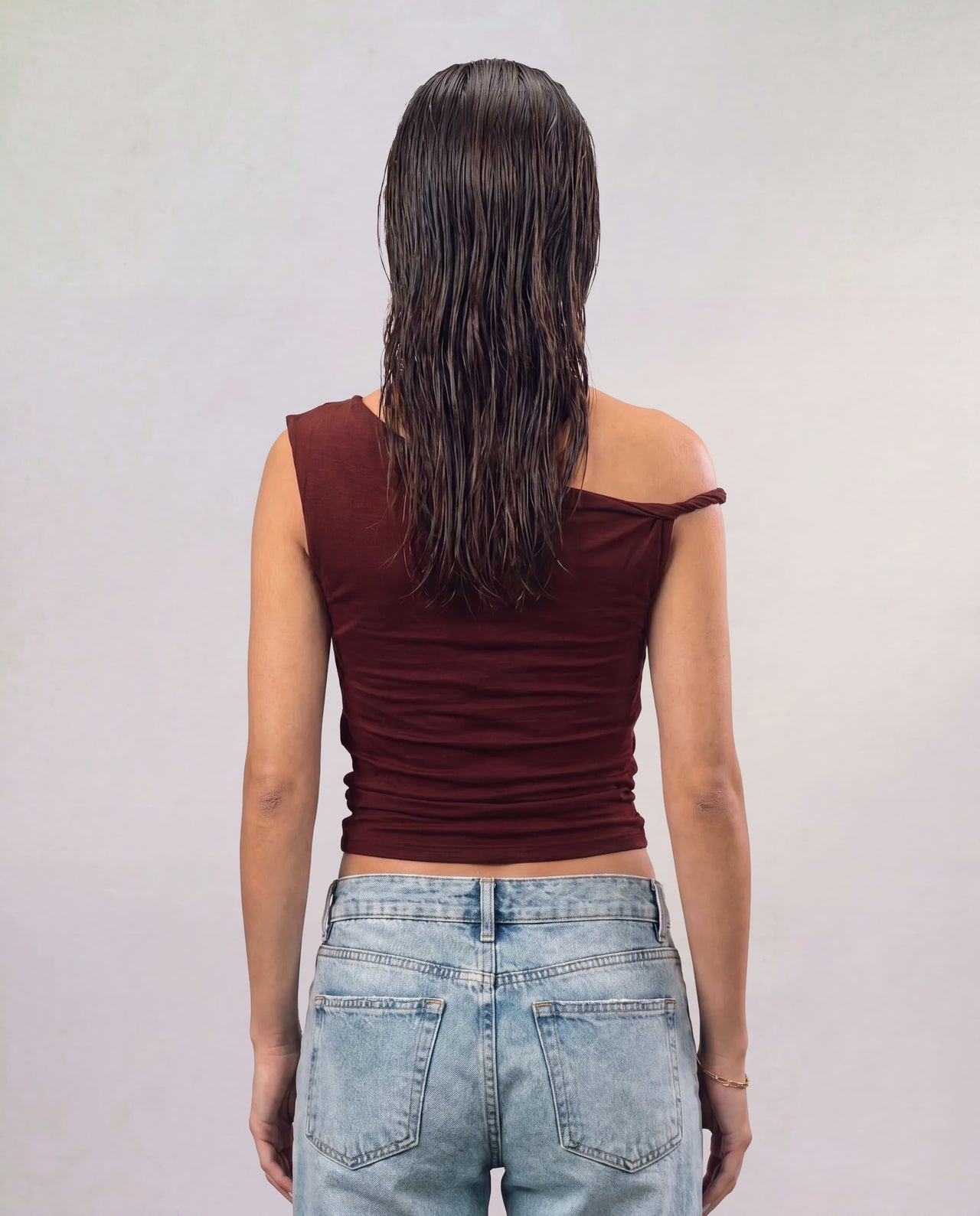Sleek Off-Shoulder Top - Burgundy