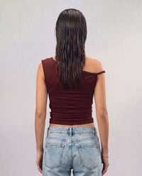 Sleek Off-Shoulder Top - Burgundy