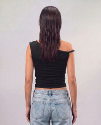 Sleek Off-Shoulder Top - Black