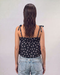 Polka Dot Strap Top - Black