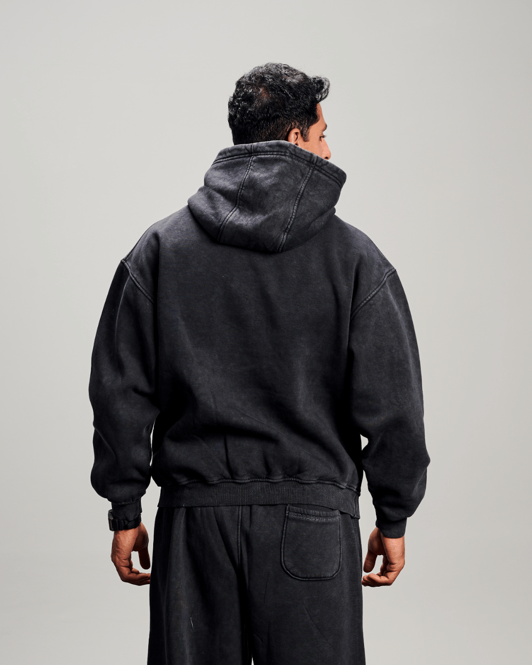 Washed Baggy Hoodie - Black