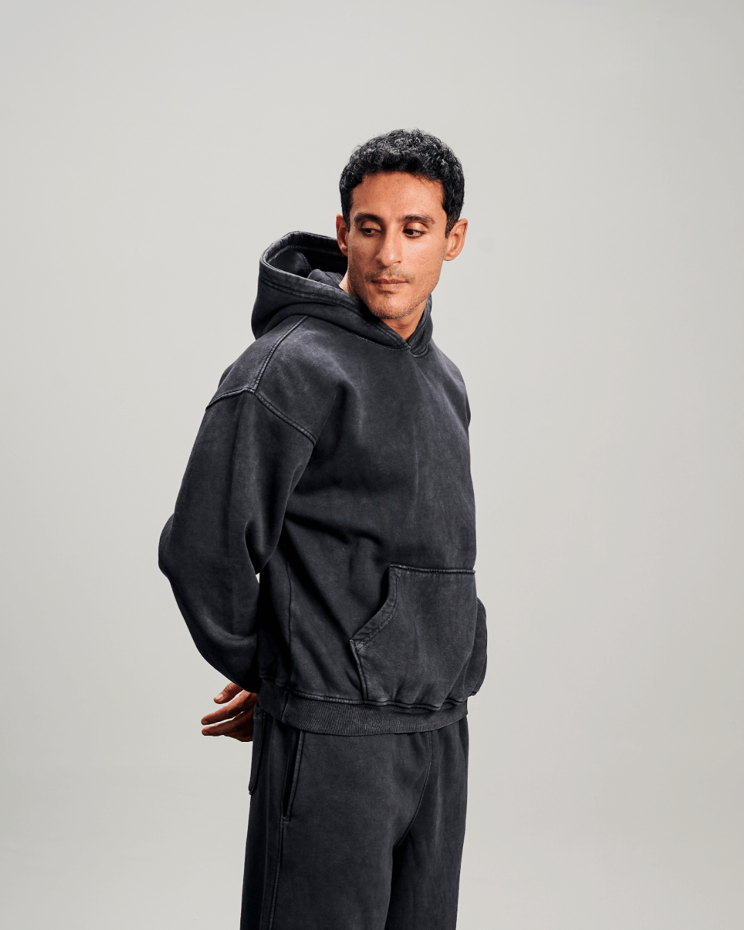Washed Baggy Hoodie - Black