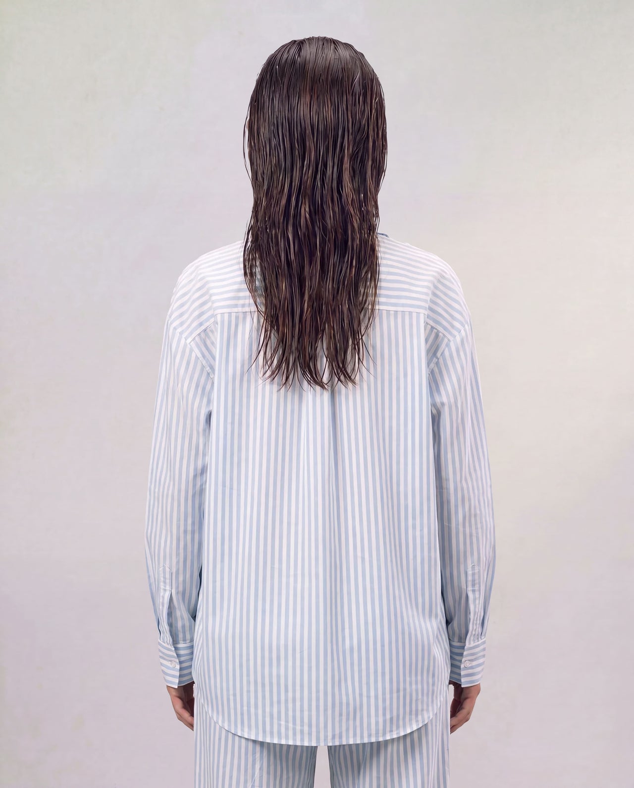 Striped Women Shirt - Baby Blue x White