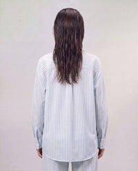 Striped Women Shirt - Baby Blue x White