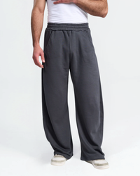 Male model wearing Dark Grey Wide Leg Sweatpants