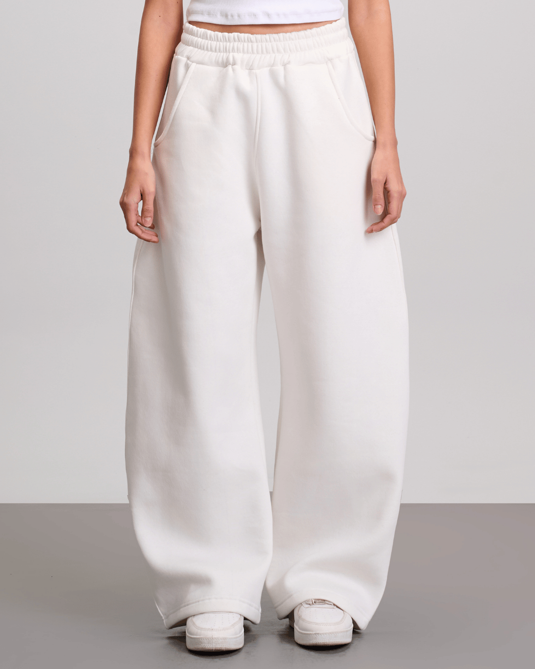 Wide Leg Sweatpants - White
