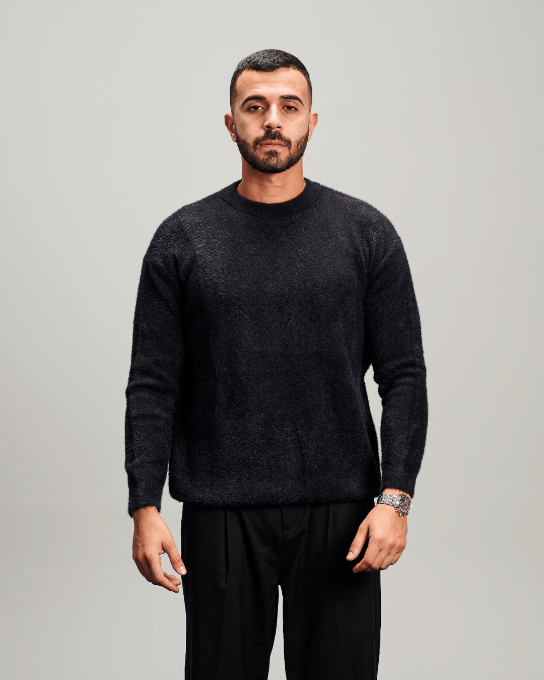 Mohair Knit Crewneck - Black