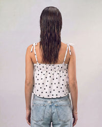 Polka Dot Strap Top - White