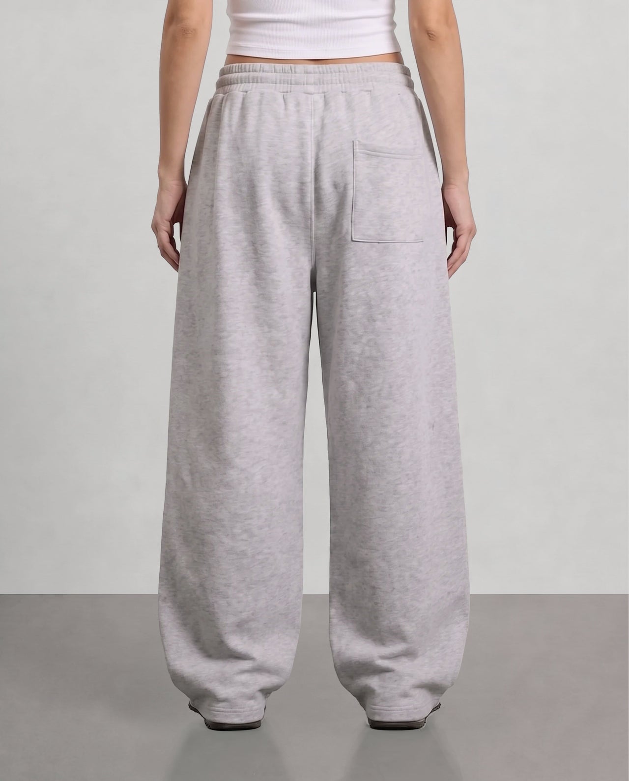 Pleated Wide Leg Sweatpants - Light Grey