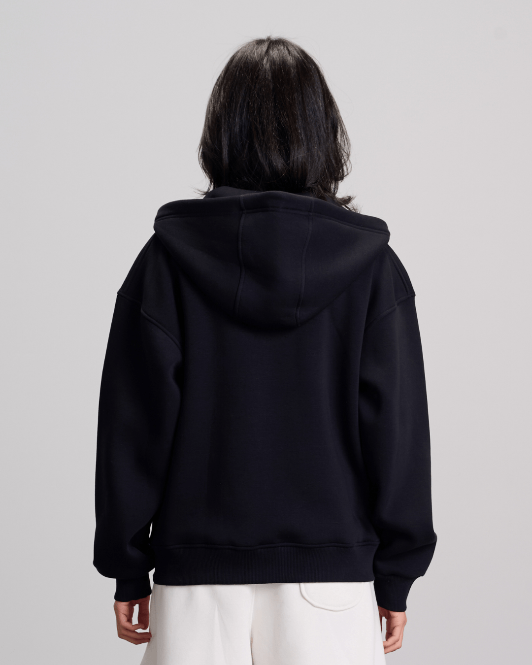 Boxy Zip-Up Sweatshirt - Black