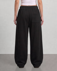 Pleated Wide Leg Sweatpants - Black