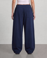 Pleated Wide Leg Sweatpants - Navy