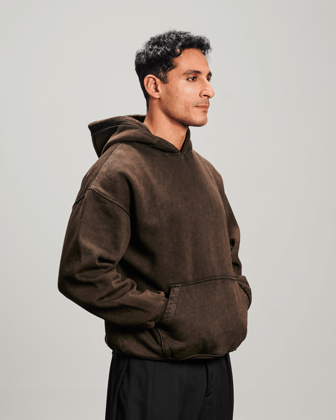 Washed Baggy Hoodie - Brown