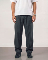 Baggy Double Pleated Pants - Dark Grey