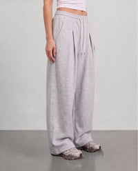 Pleated Wide Leg Sweatpants - Light Grey