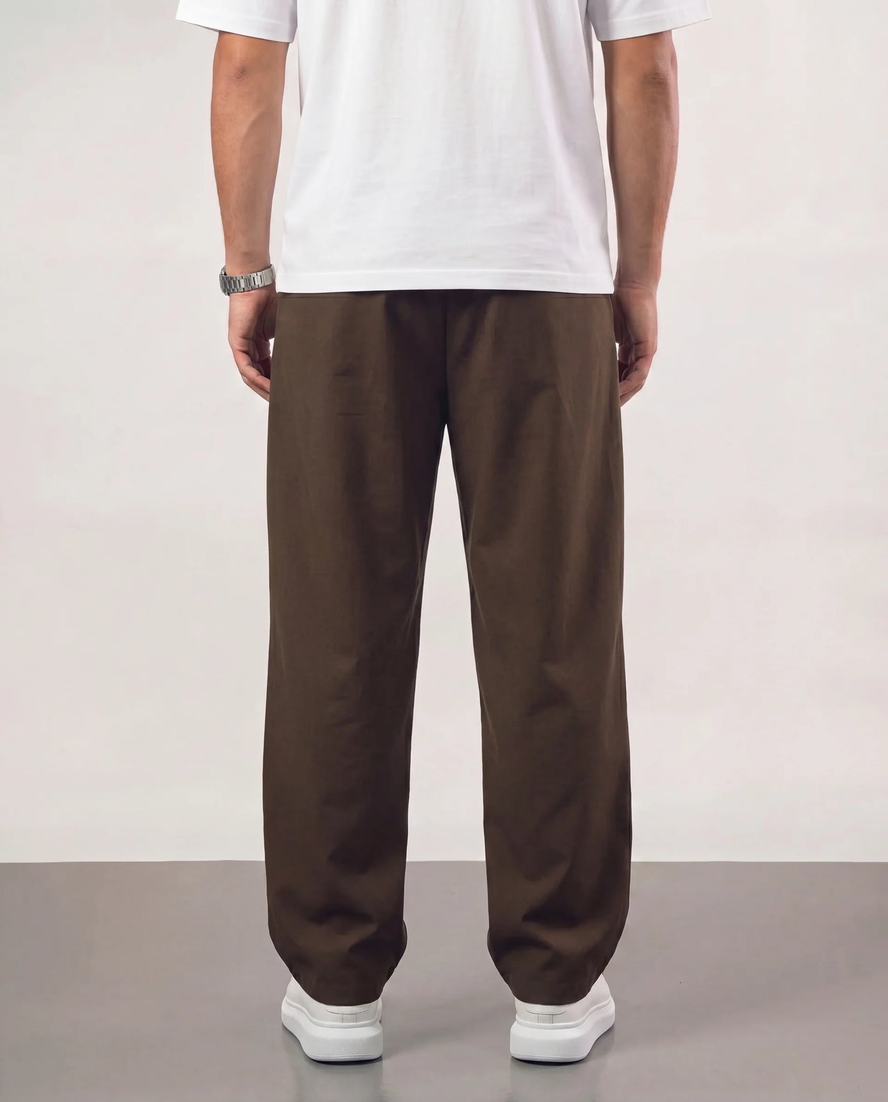 Baggy Double Pleated Pants - Brown