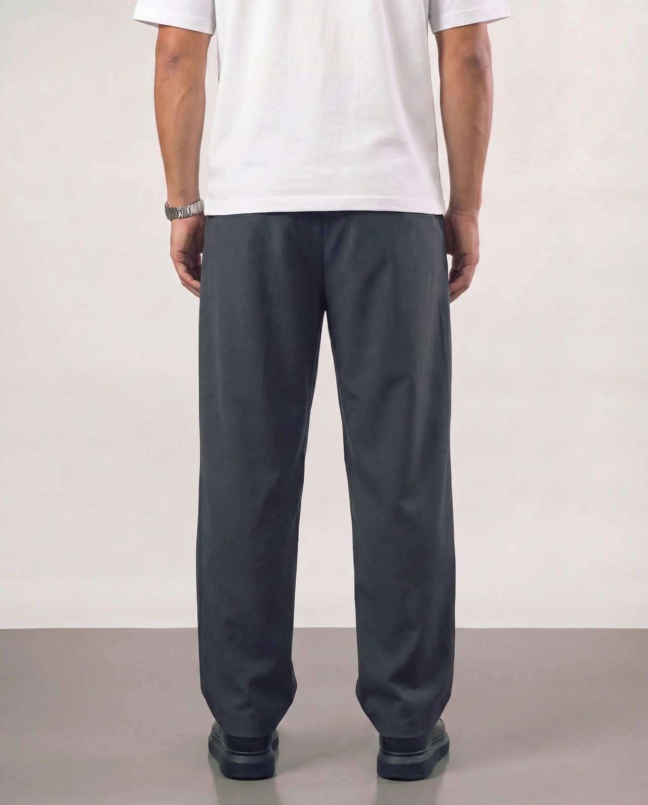Baggy Double Pleated Pants - Dark Grey