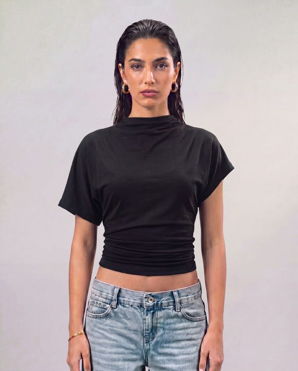 Mock Neck Top - Black