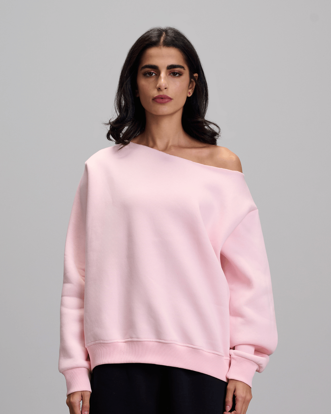 Off Shoulder Sweatshirt - Pink