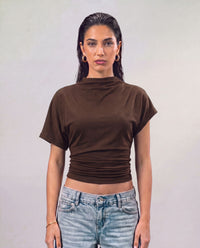 Mock Neck Top - Brown