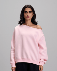 Off Shoulder Sweatshirt - Pink