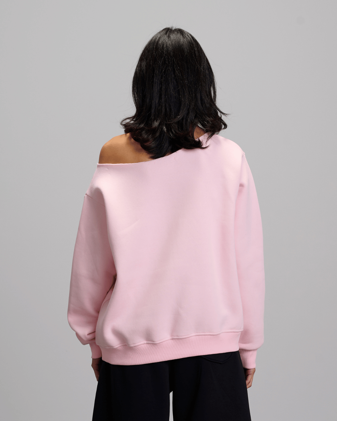 Off Shoulder Sweatshirt - Pink