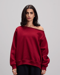 Off Shoulder Sweatshirt - Burgundy