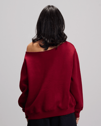 Off Shoulder Sweatshirt - Burgundy