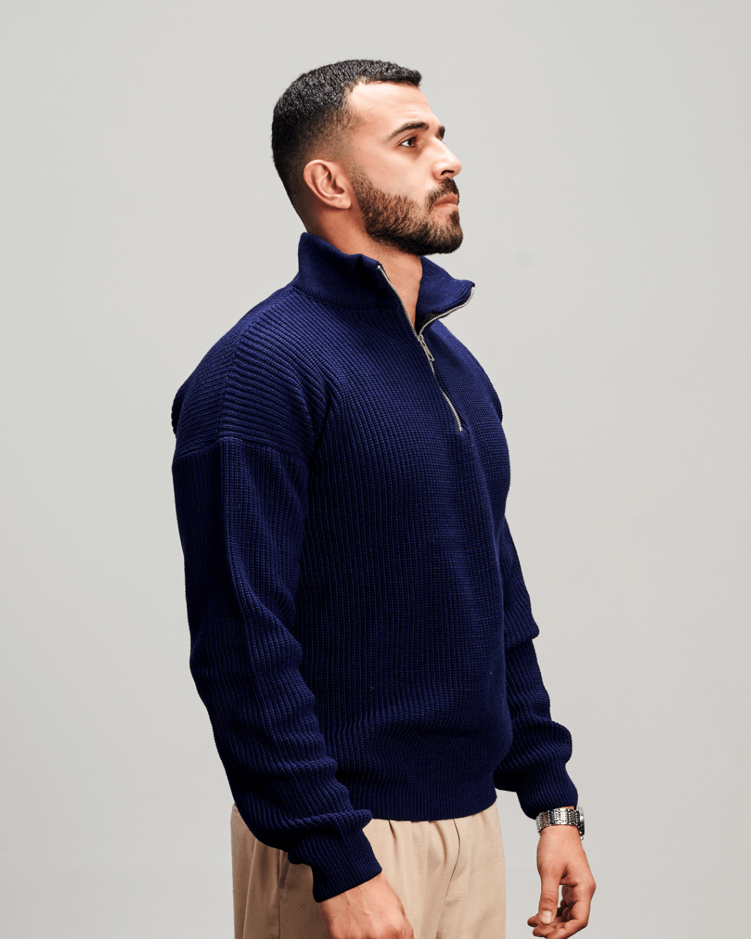 Knit Quarter Zipper - Navy