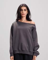 Off Shoulder Sweatshirt - Dark Grey