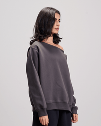 Off Shoulder Sweatshirt - Dark Grey
