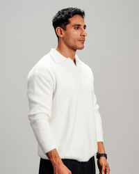 Mohair Knit Polo - White