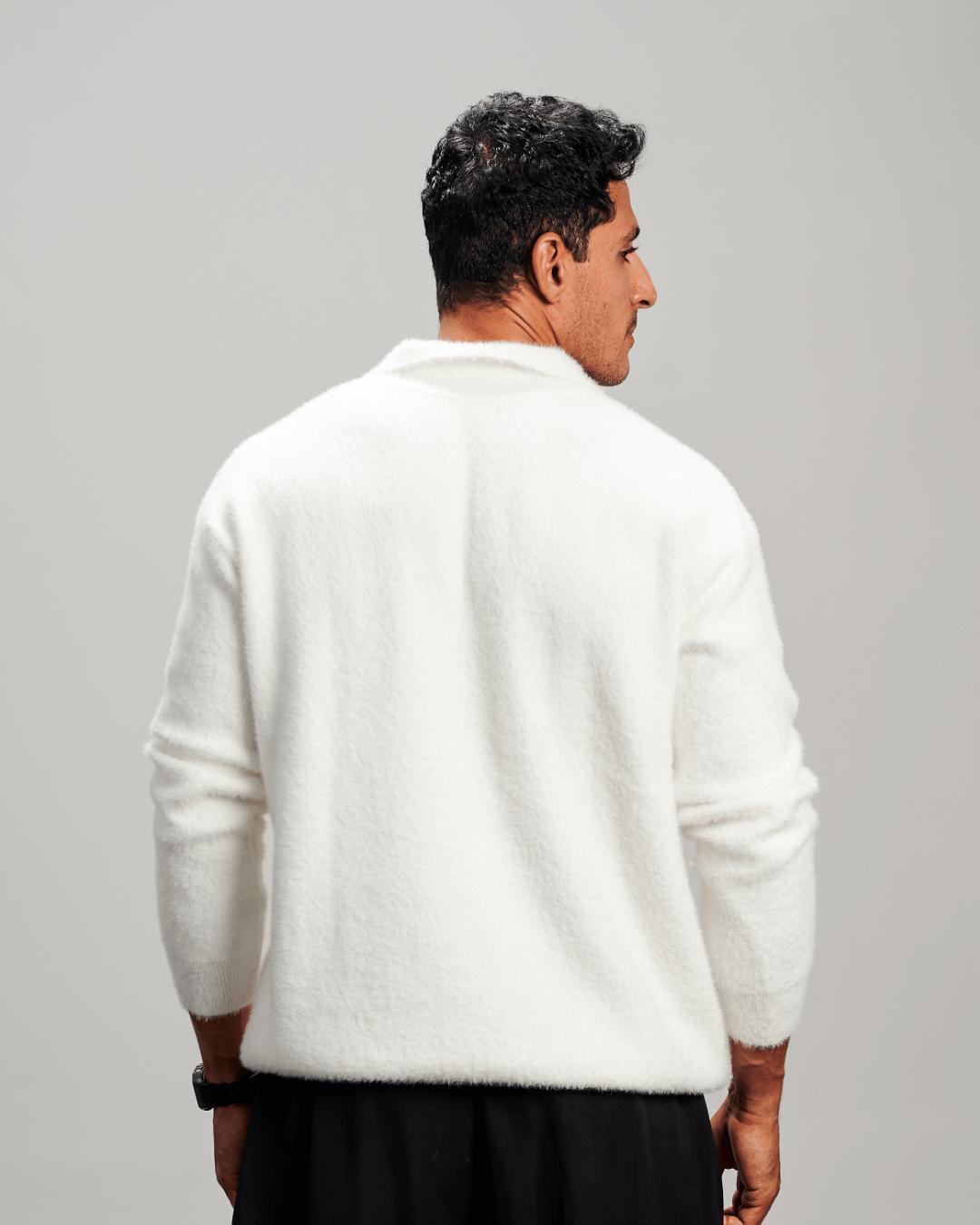 Mohair Knit Polo - White