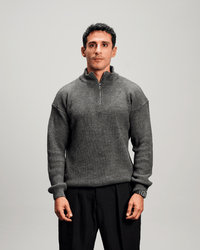 Knit Quarter Zipper - Grey