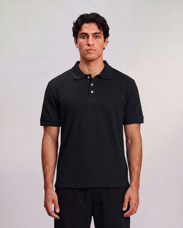 Boxy Polo T-Shirt - Black