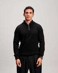 Knit Quarter Zipper - Black