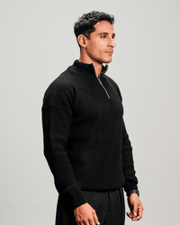 Knit Quarter Zipper - Black