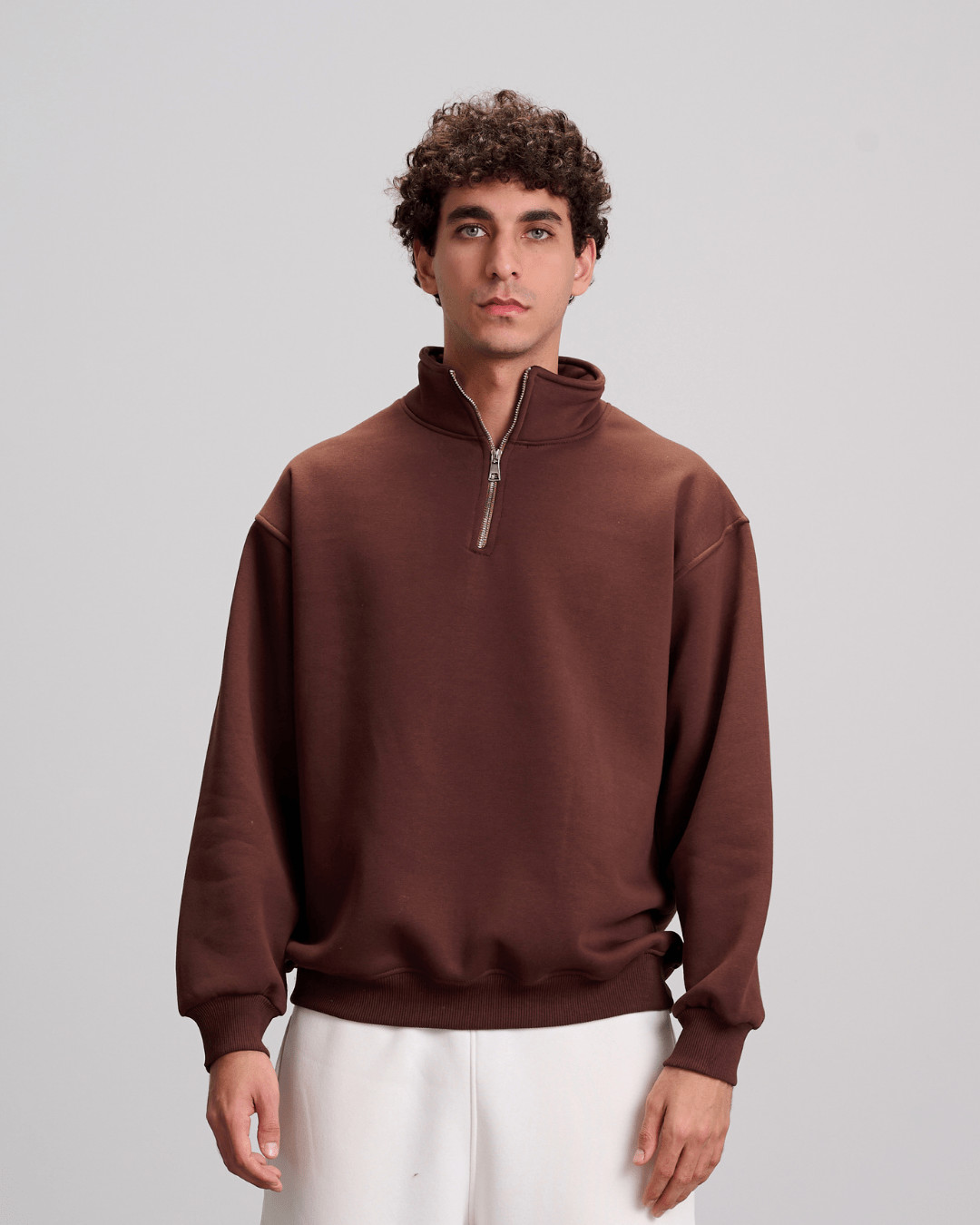 Quarter Zipper - Brown
