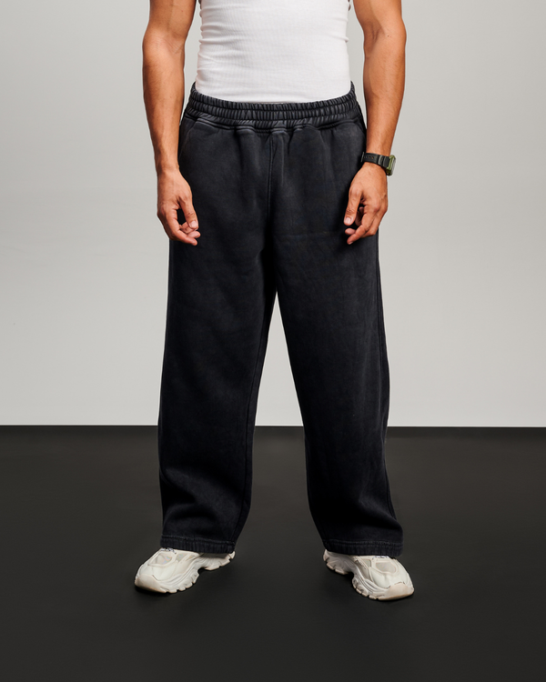 Washed Baggy Sweatpants - Black