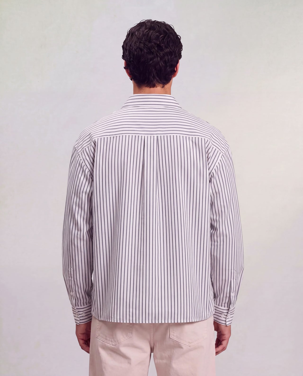 Striped Boxy Shirt - Grey x White
