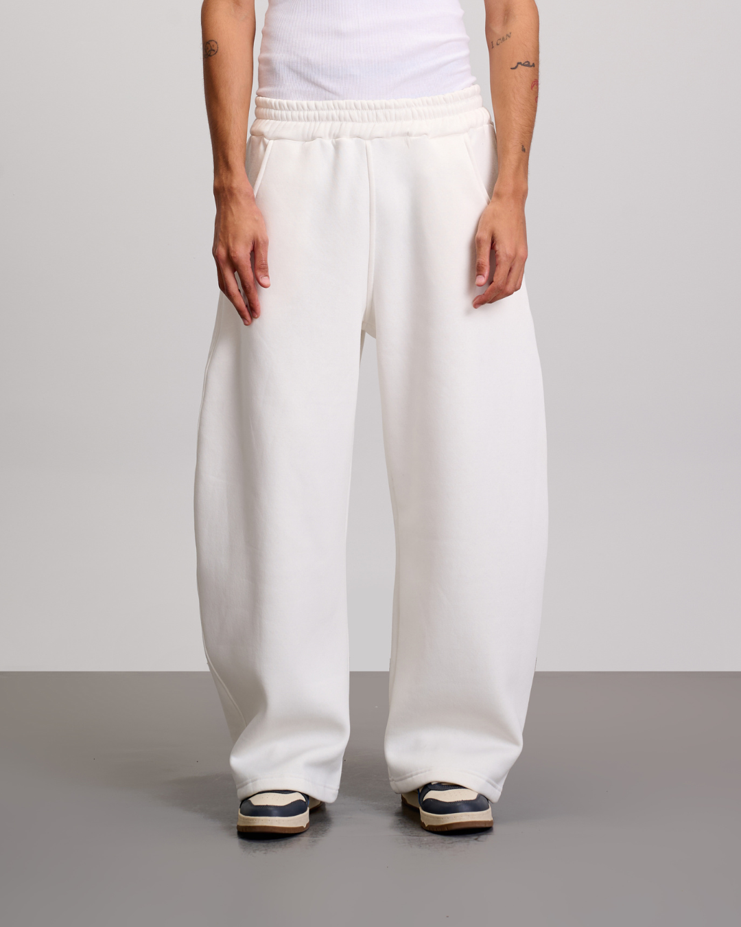 Wide Leg Sweatpants - White