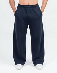 Male model wearing Navy Wide Leg Sweatpants