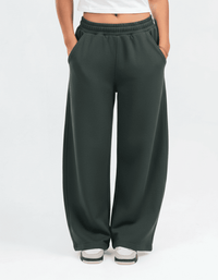 Female model wearing Olive Wide Leg Sweatpants