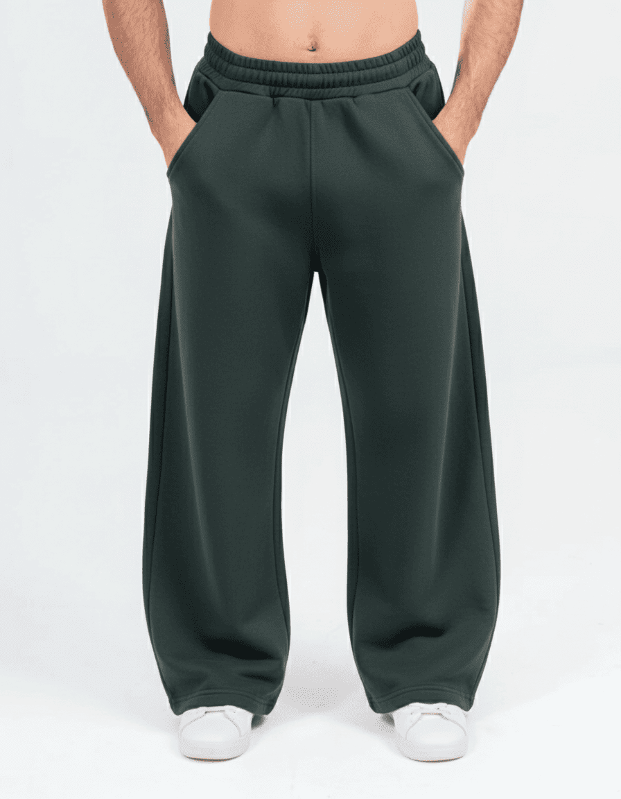 Male model wearing Olive Wide Leg Sweatpants