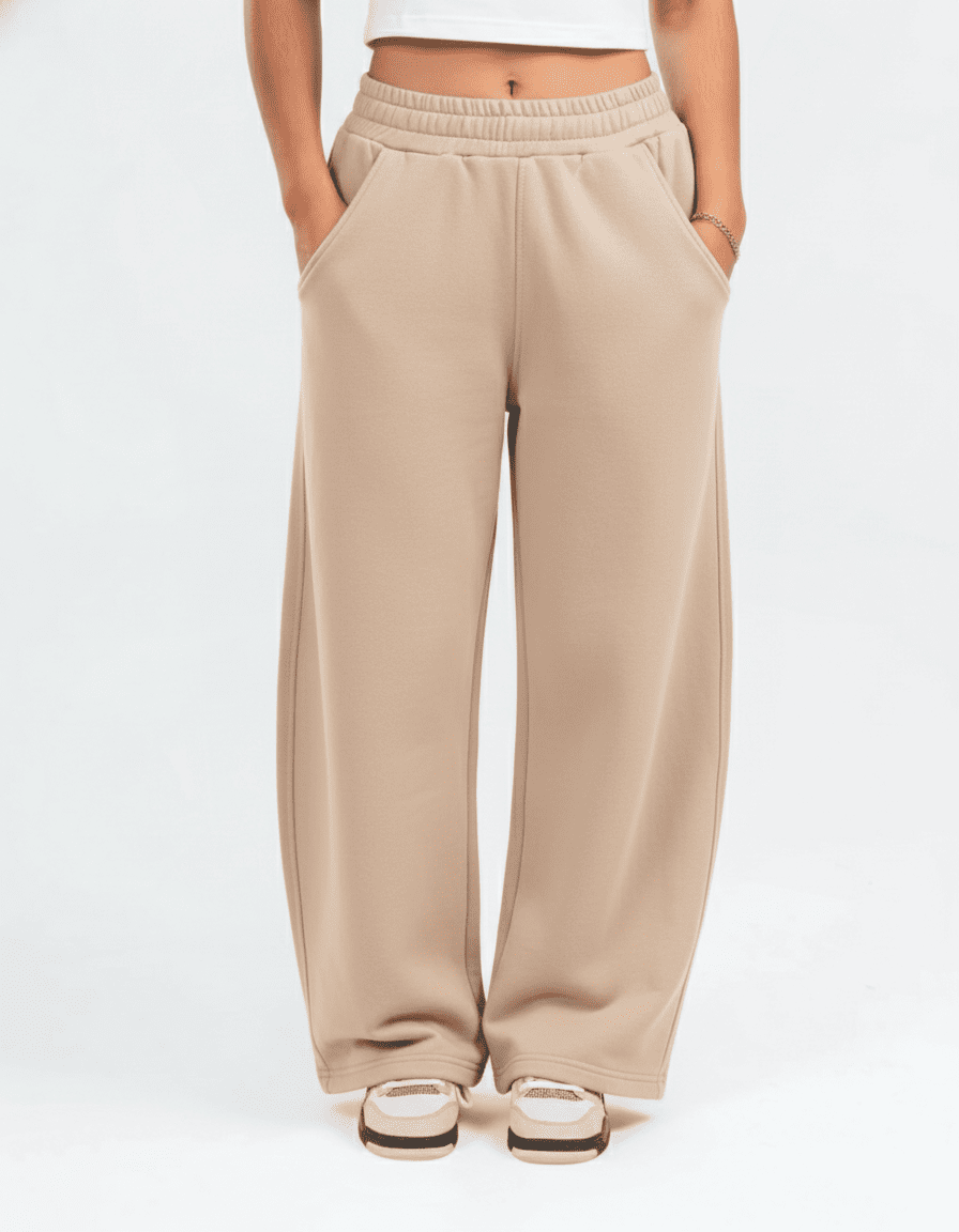 Beige Wide Leg Sweatpants Unisex