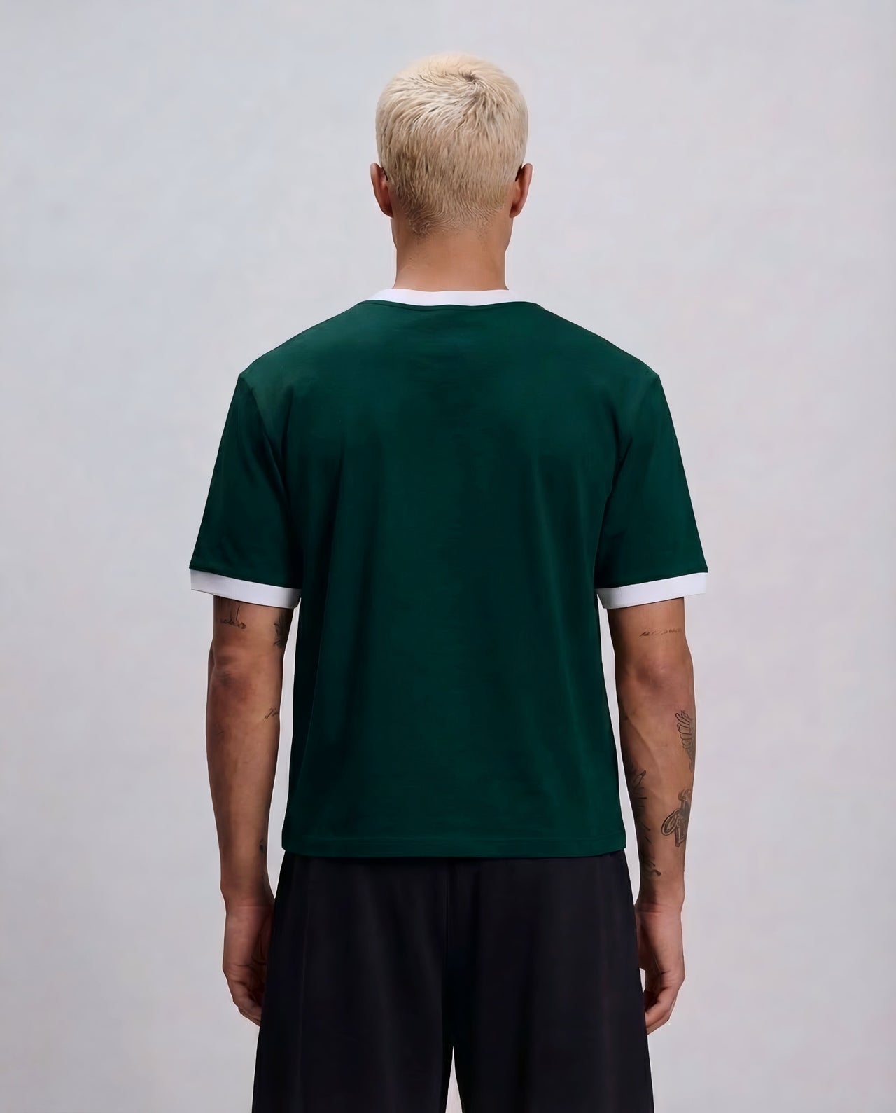 Boxy Contrast T-Shirt - Emerald Green x White