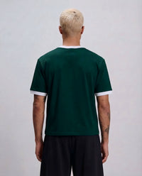 Boxy Contrast T-Shirt - Emerald Green x White