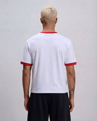 Boxy Contrast T-Shirt - White x Red